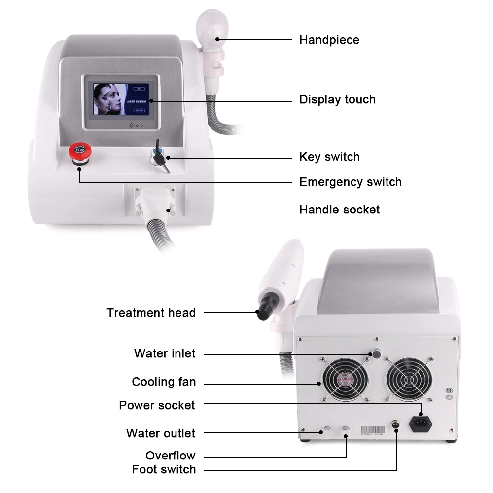 Beauty Laser Treatment Equipment Q Switched ND YAG Laser Pico Pigment Tattoo Removal Machine